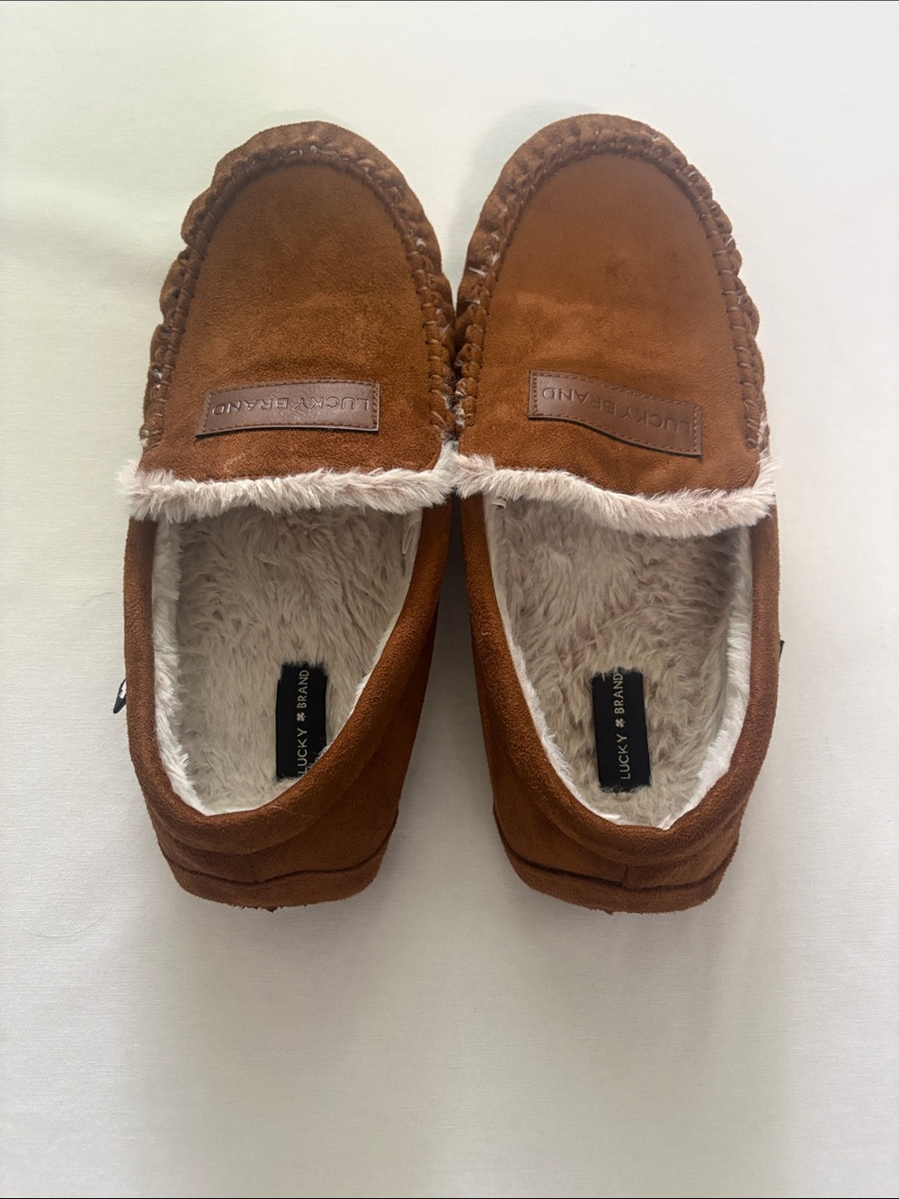 Lucky Brand Men's Chestnut Brown Suede Moccasin Slippers - XL - 13/14